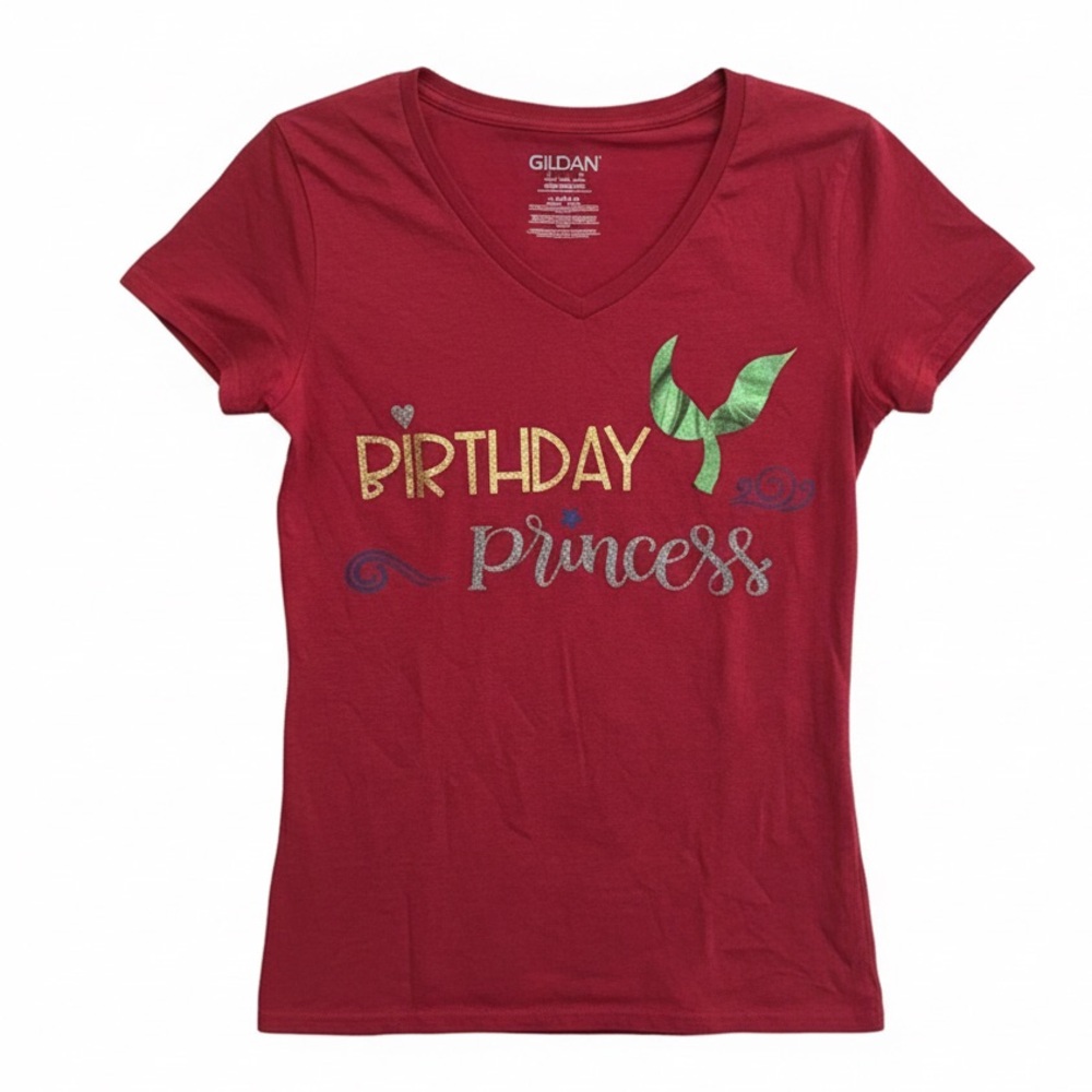 Birthday Princess Handmade Graphic T-Sirt Girls L NEW